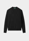 Men's Cashmere Vee Neck Jumper in Charcoal