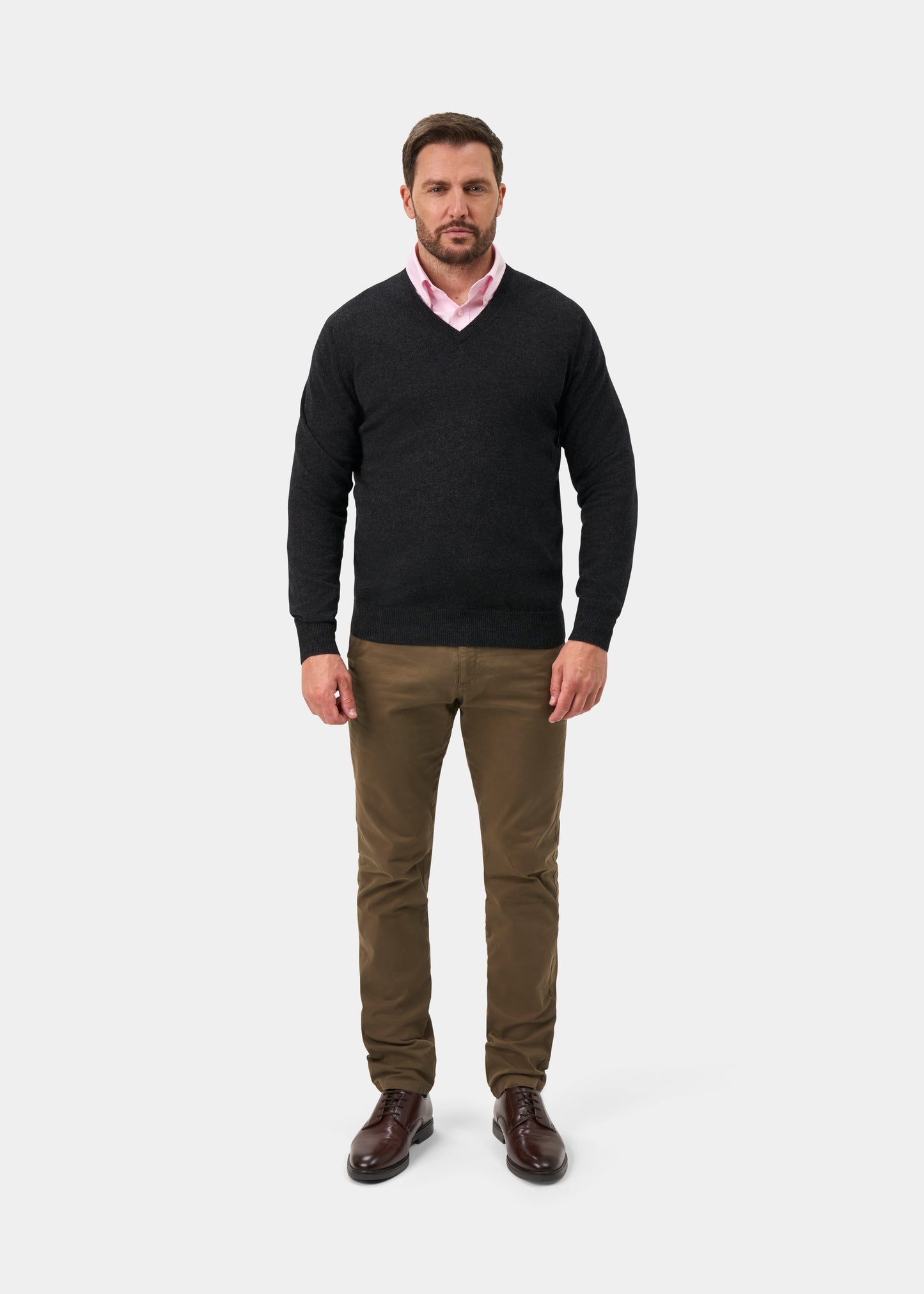 Haddington Cashmere Jumper in Charcoal - Regular Fit