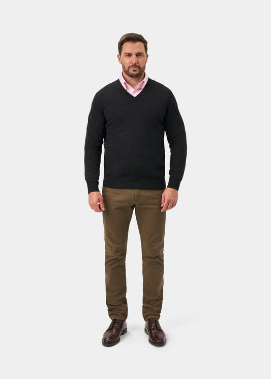 Haddington Cashmere Jumper in Charcoal - Regular Fit