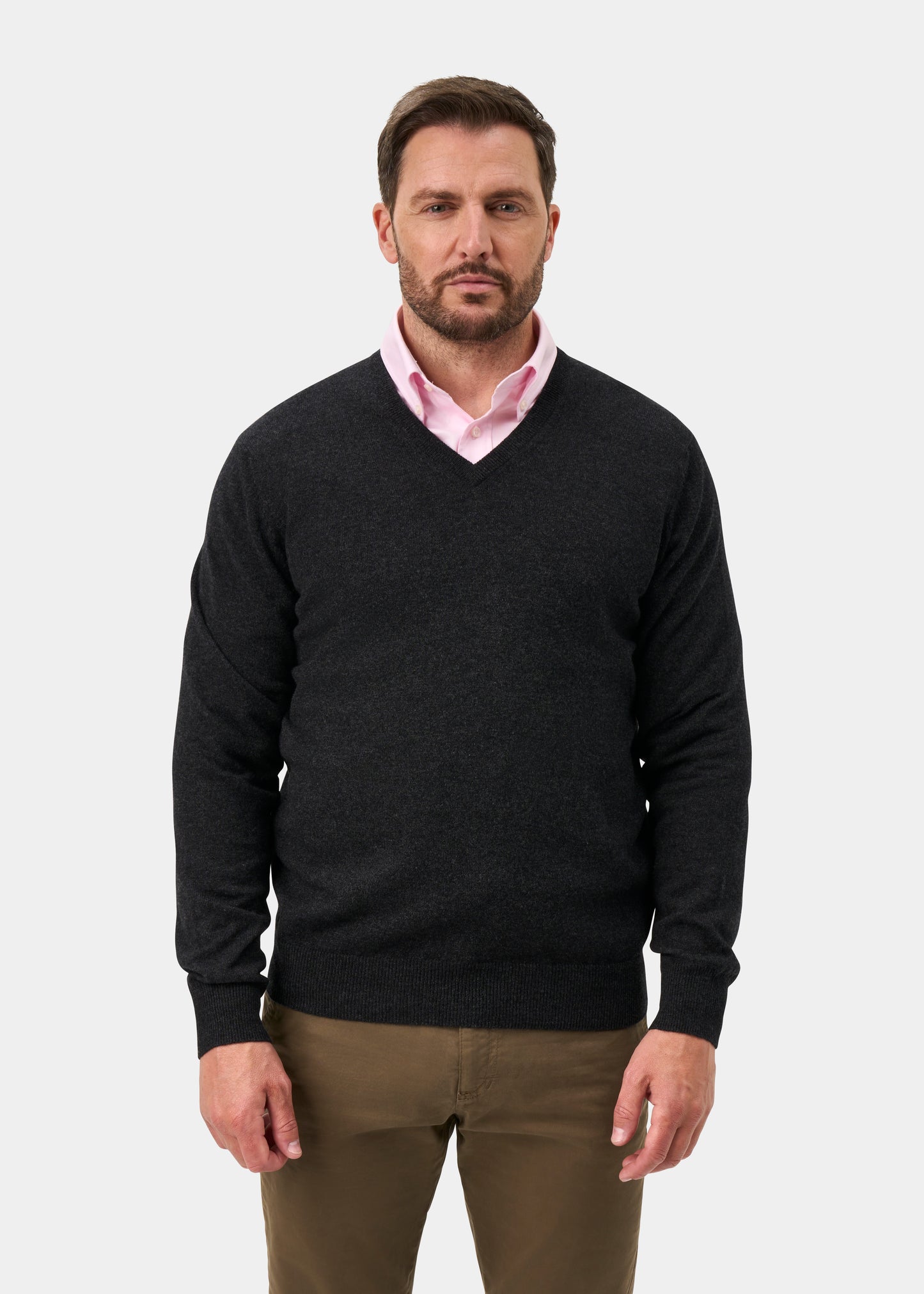 Haddington Cashmere Jumper in Charcoal - Regular Fit
