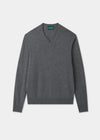 Men's Cashmere Vee Neck Jumper in Derby