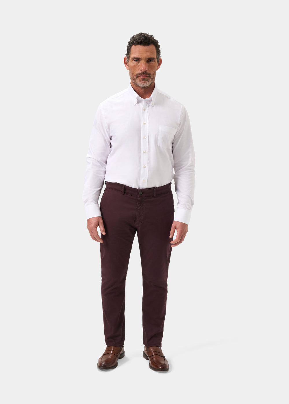 Men's Chino Trousers in Red Wine