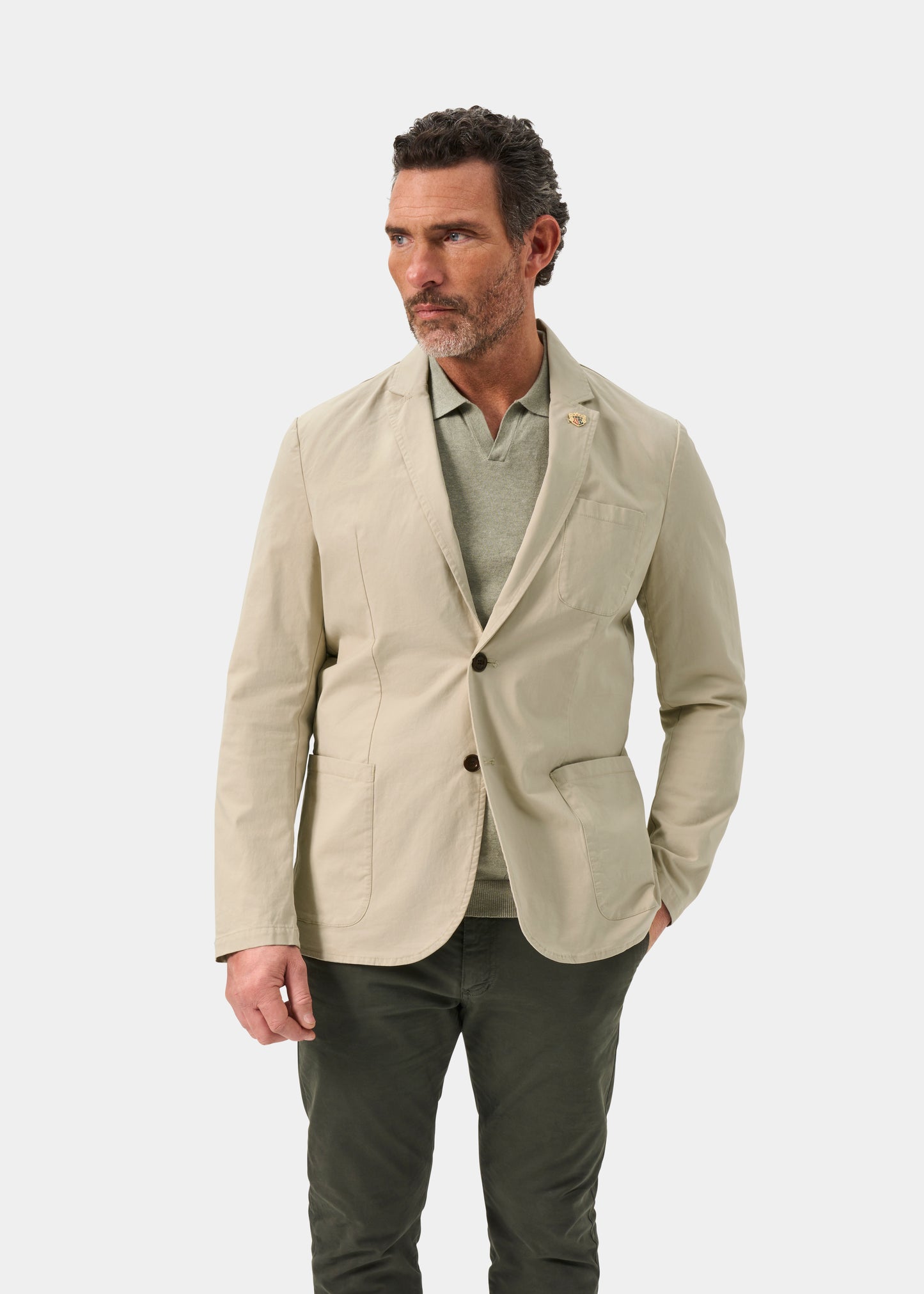 Men's Cotton Blazer in Beige