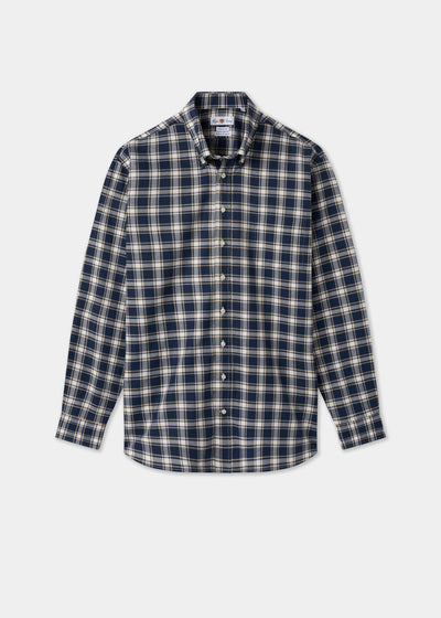 Men's Cotton Long Sleeve Checked Shirt in Blue