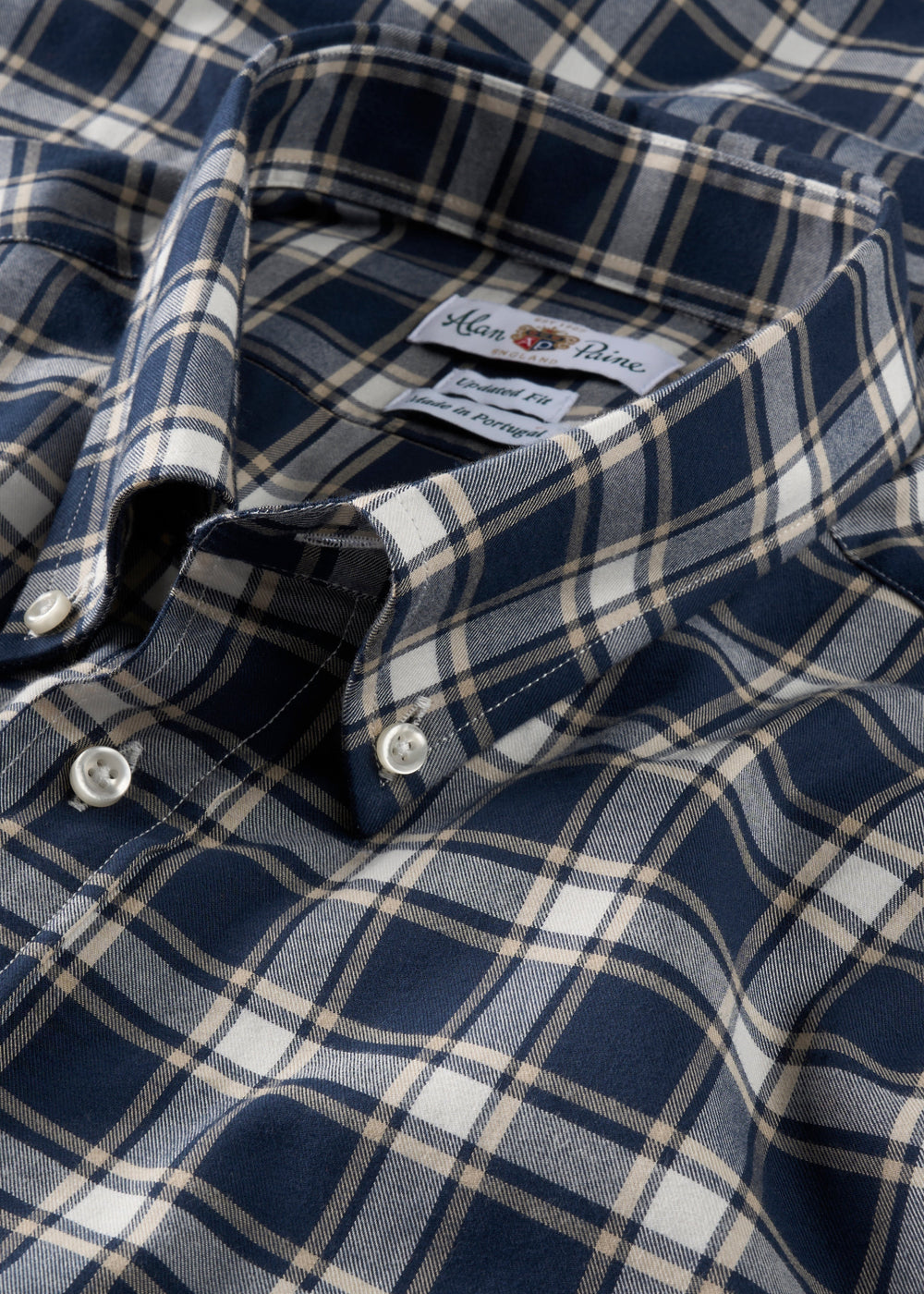 Men's Cotton Long Sleeve Checked Shirt in Blue