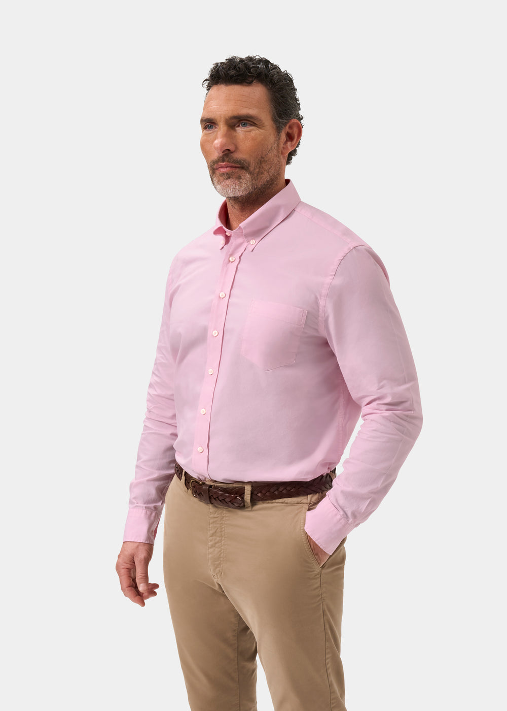 Men's Cotton Long Sleeve Shirt in Pink