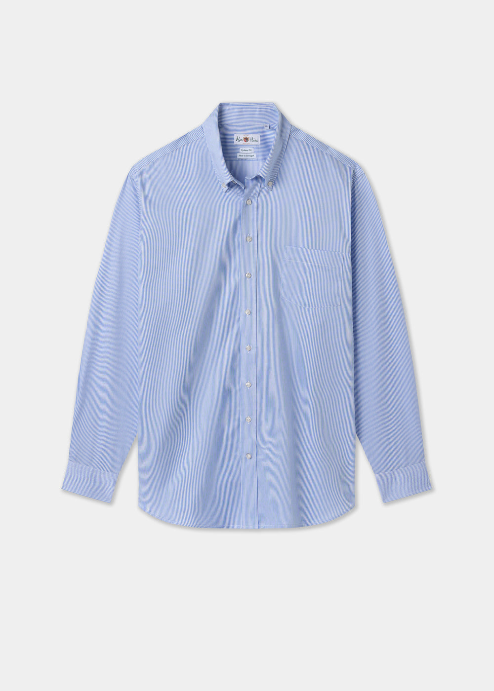 Men's Cotton Long Sleeve Shirt in Blue Striped