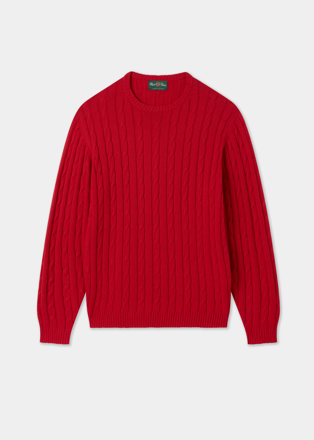 Men's Cotton Cashmere Crew Neck Jumper in Red
