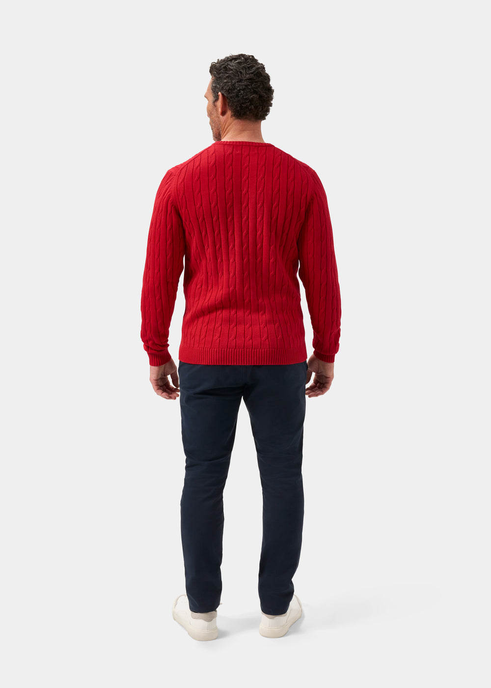 Men's Cotton Cashmere Crew Neck Jumper in Red
