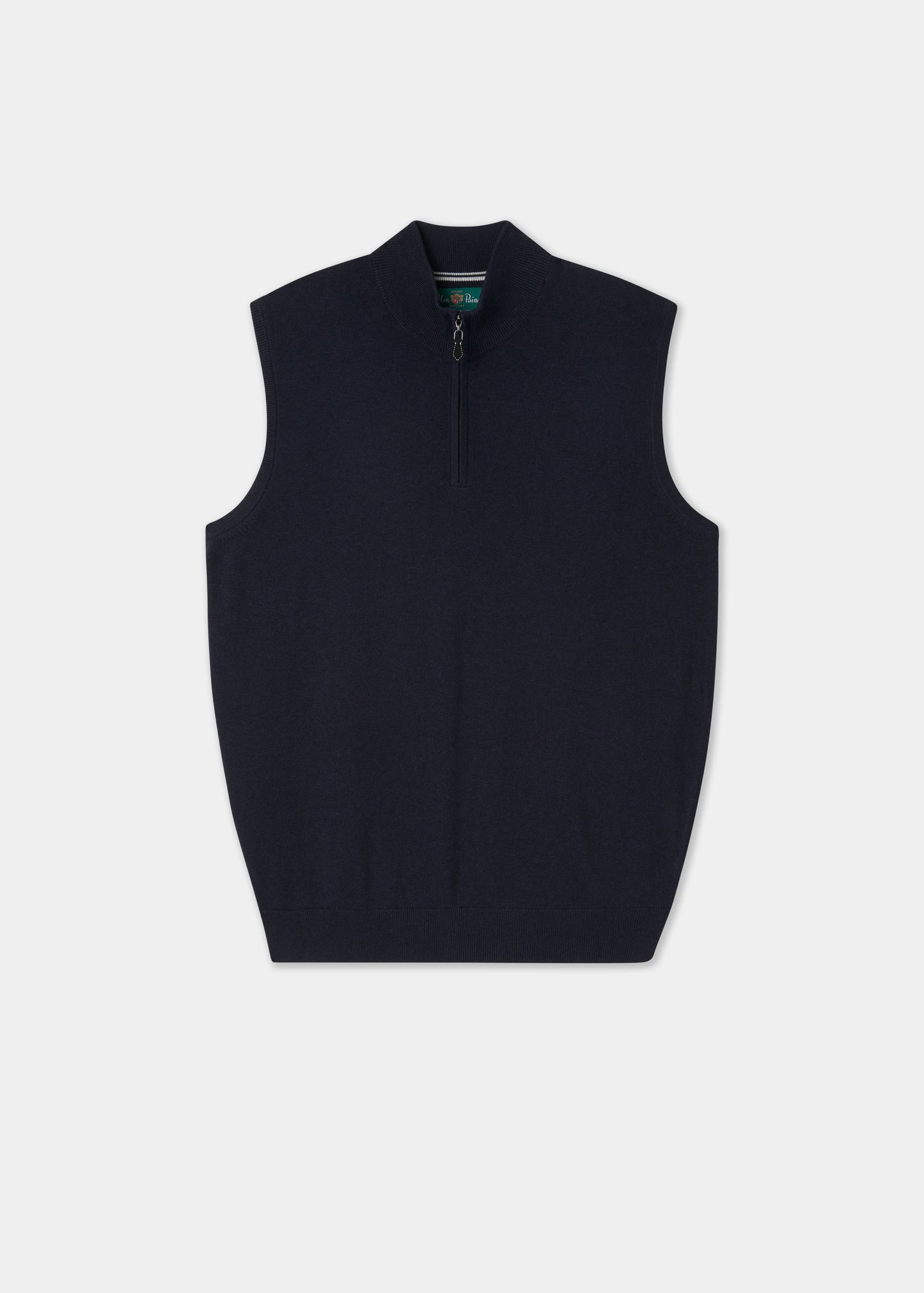 Men's Cotton Cashmere Quarter Zip Gilet in Navy