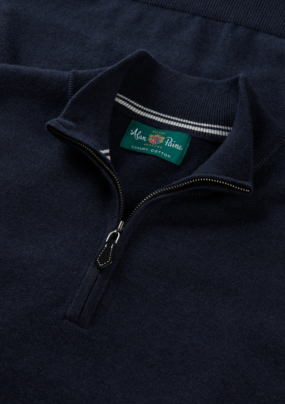 Men's Cotton Cashmere Quarter Zip Gilet in Navy