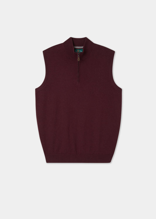 Men's Cotton Cashmere Quarter Zip Gilet in Purple