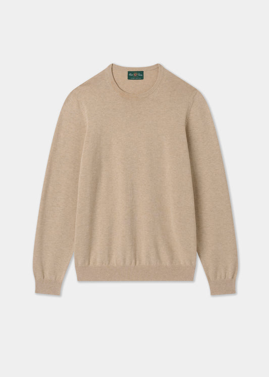 Men's Cotton Cashmere Crew Neck Jumper in Beige