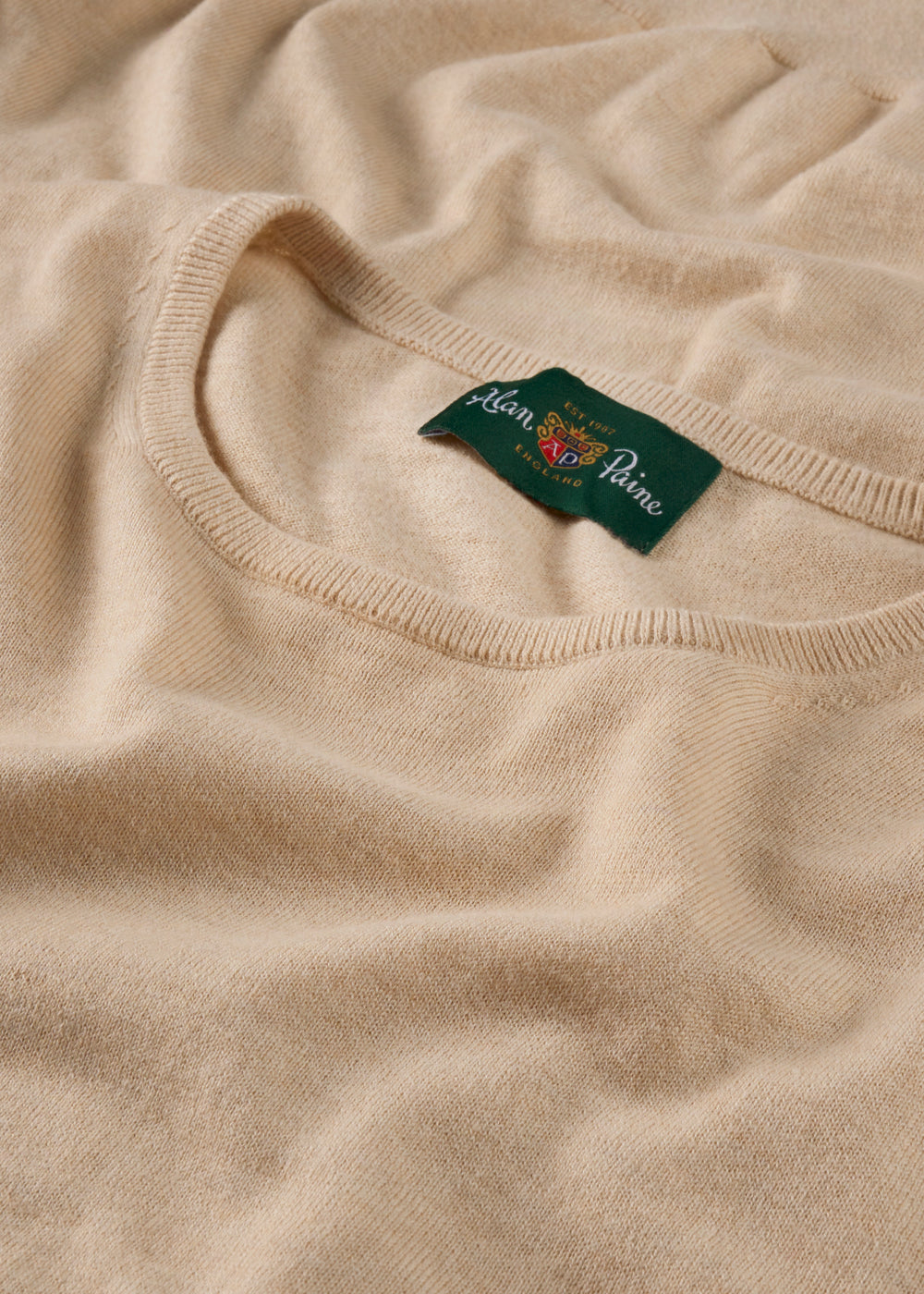 Men's Cotton Cashmere Crew Neck Jumper in Beige