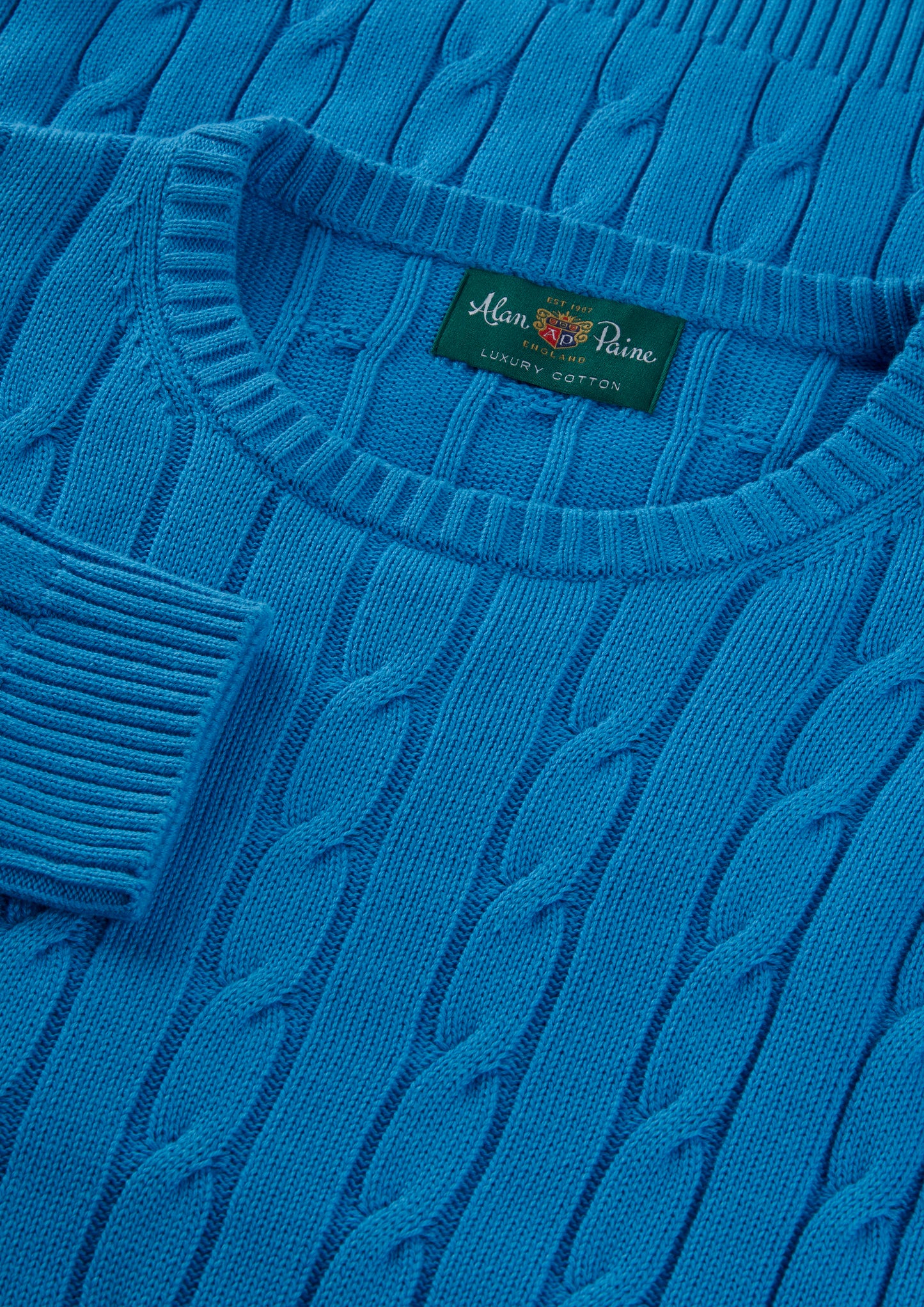 Men's Cotton Cashmere Crew Neck Jumper in Blue