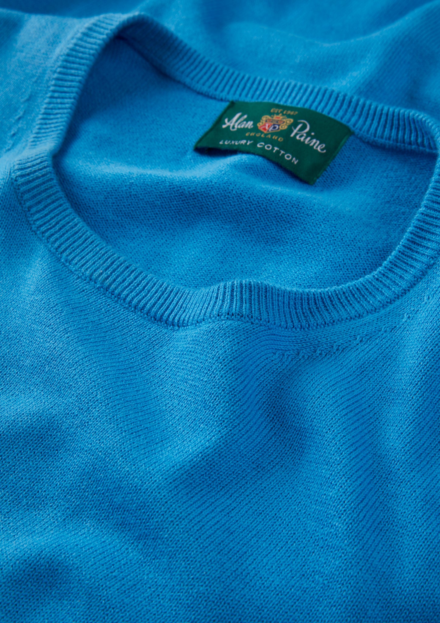 Men's Cotton Cashmere Crew Neck Jumper in Blue