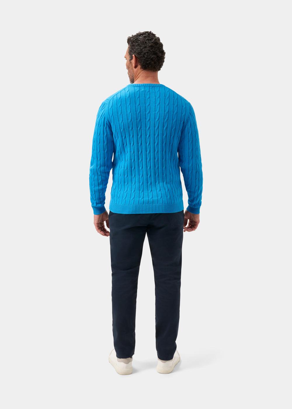 Men's Cotton Cashmere Crew Neck Jumper in Blue