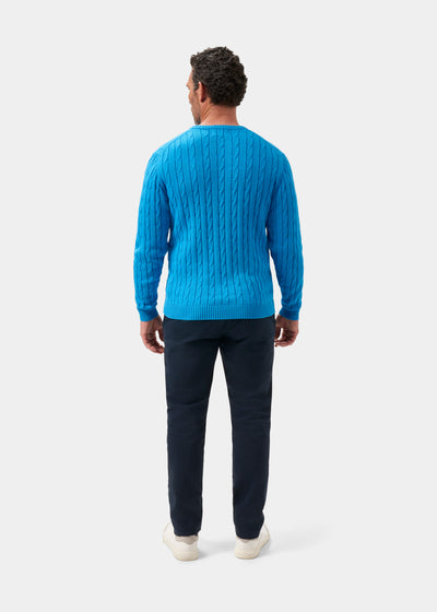 Men's Cotton Cashmere Crew Neck Jumper in Blue