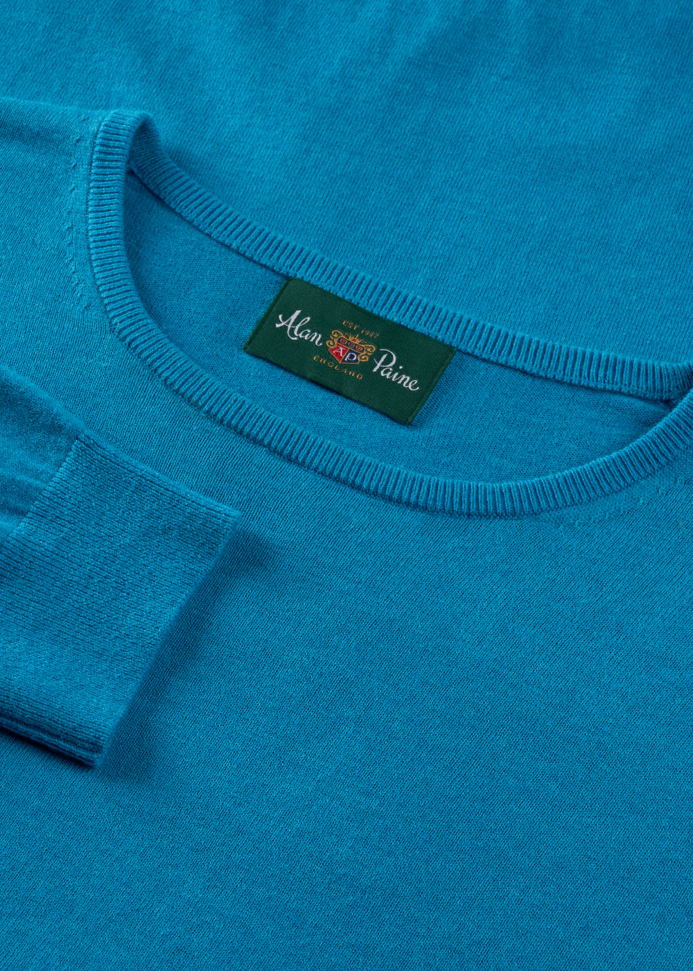 Men's Cotton Cashmere Crew Neck Jumper in Bright Blue