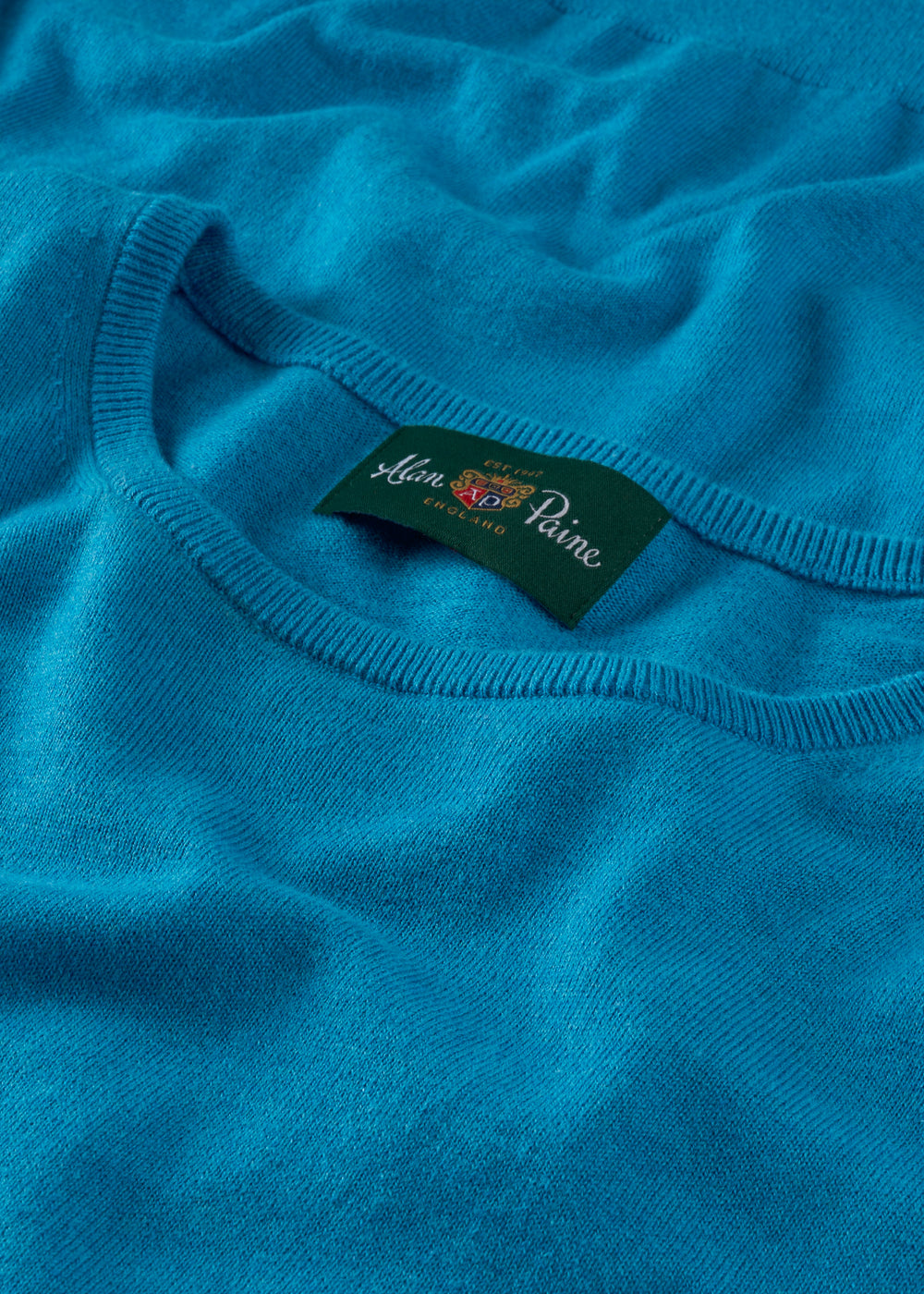 Men's Cotton Cashmere Crew Neck Jumper in Bright Blue