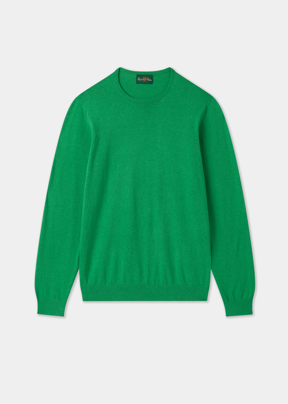 Men's Cotton Cashmere Crew Neck Jumper in Bright Green