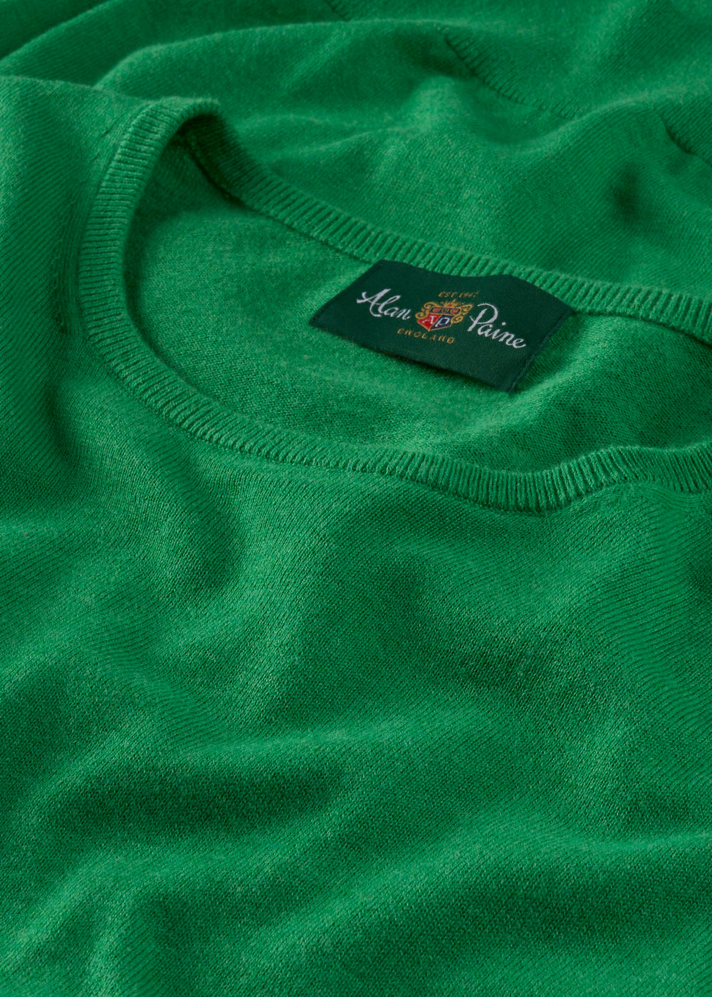 Men's Cotton Cashmere Crew Neck Jumper in Bright Green