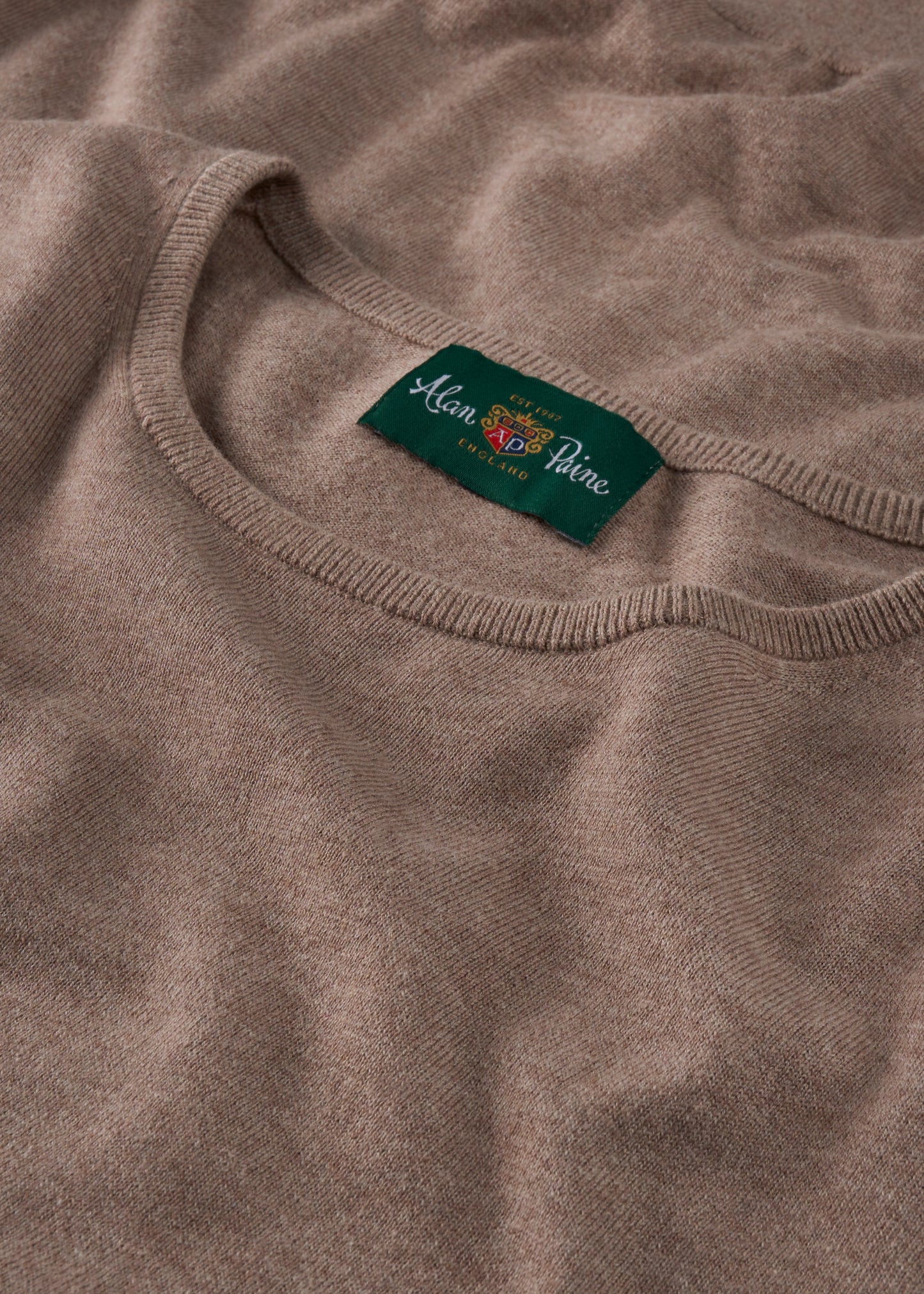 Men's Cotton Cashmere Crew Neck Jumper in Brown