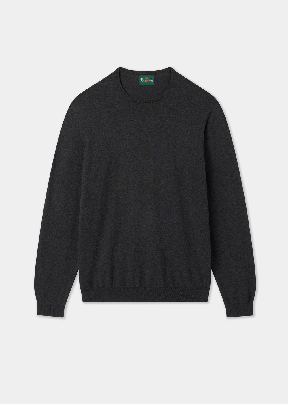Men's Cotton Cashmere Crew Neck Jumper in Charcoal Grey