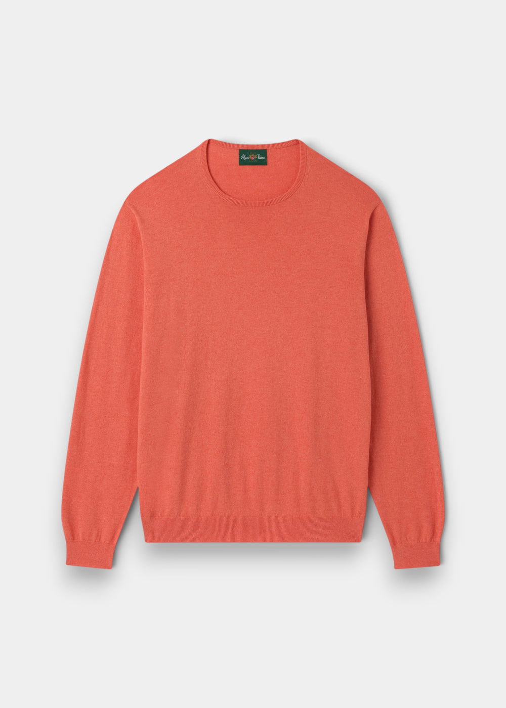 Men's Cotton Cashmere Crew Neck Jumper in Coral