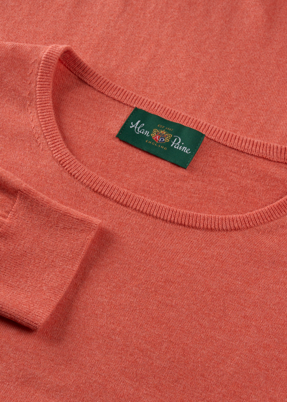Men's Cotton Cashmere Crew Neck Jumper in Coral