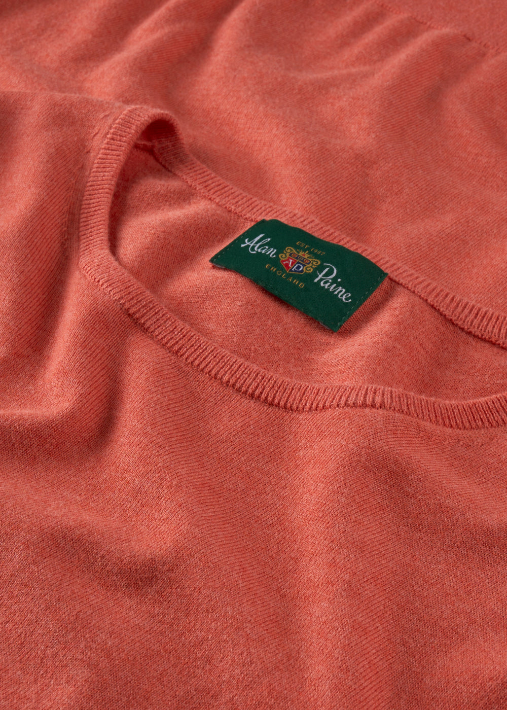 Men's Cotton Cashmere Crew Neck Jumper in Coral