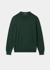 Men's Cotton Cashmere Crew Neck Jumper in Dark Green
