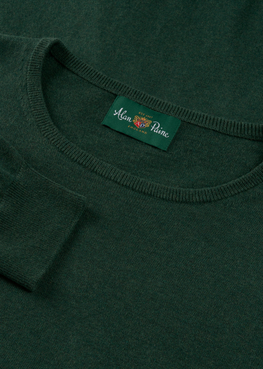 Men's Cotton Cashmere Crew Neck Jumper in Dark Green