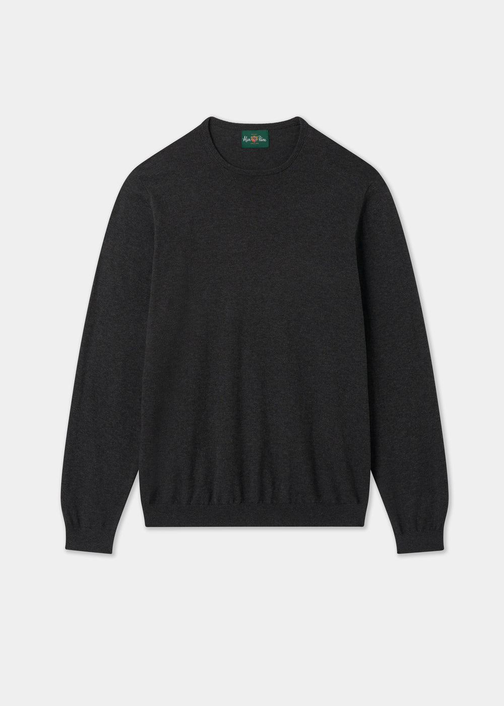 Men's Cotton Cashmere Crew Neck Jumper in Dark Grey