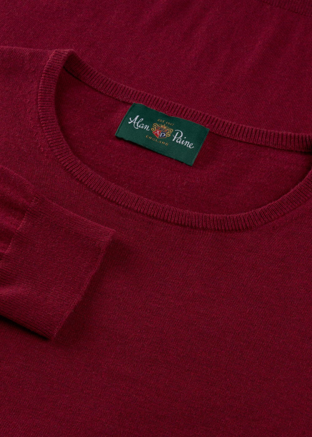 Men's Cotton Cashmere Crew Neck Jumper in Dark Red
