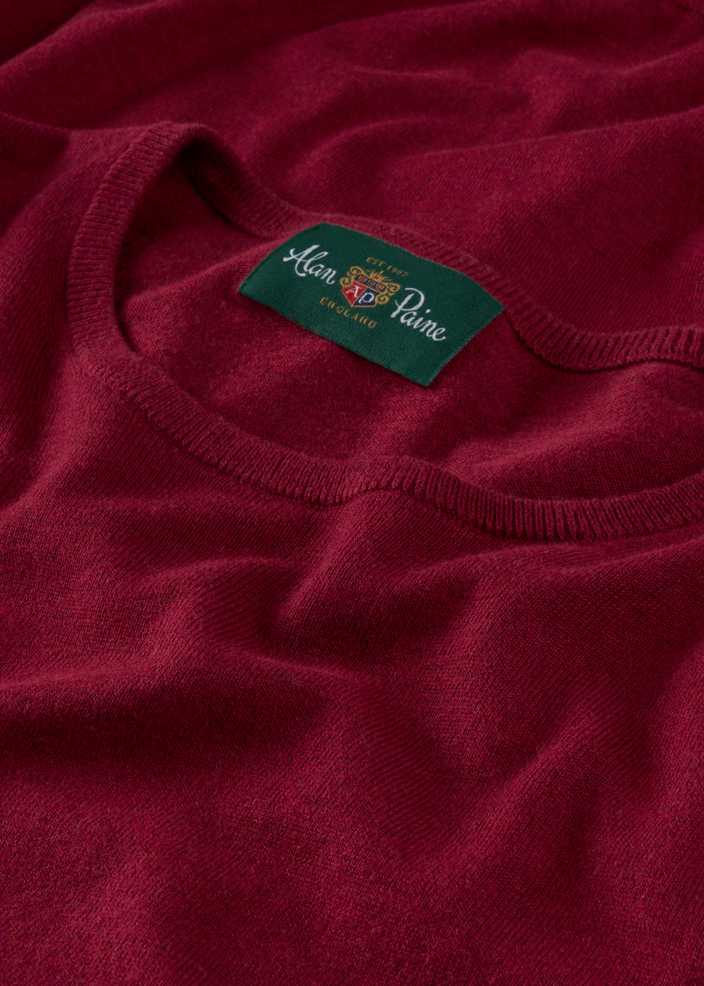 Men's Cotton Cashmere Crew Neck Jumper in Dark Red