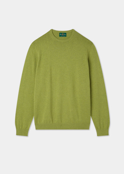 Men's Cotton Cashmere Crew Neck Jumper in Green