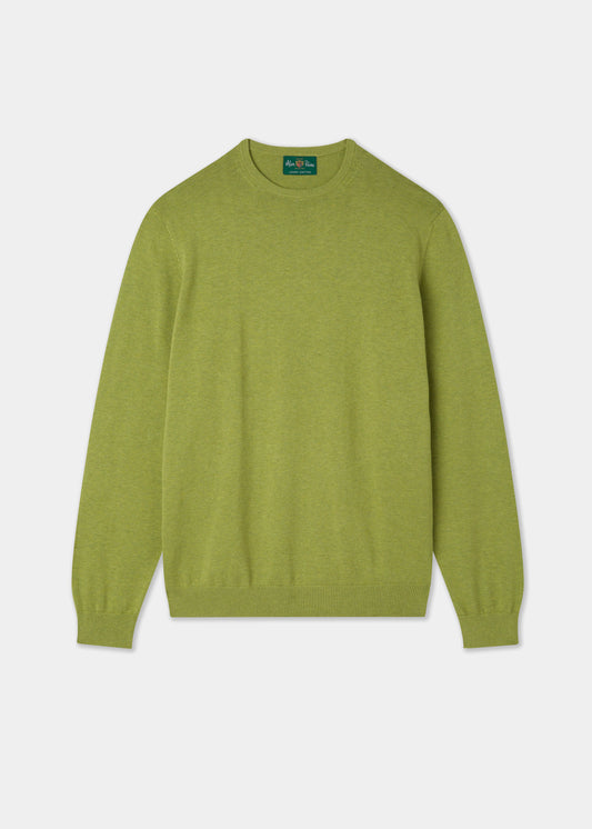 Men's Cotton Cashmere Crew Neck Jumper in Green