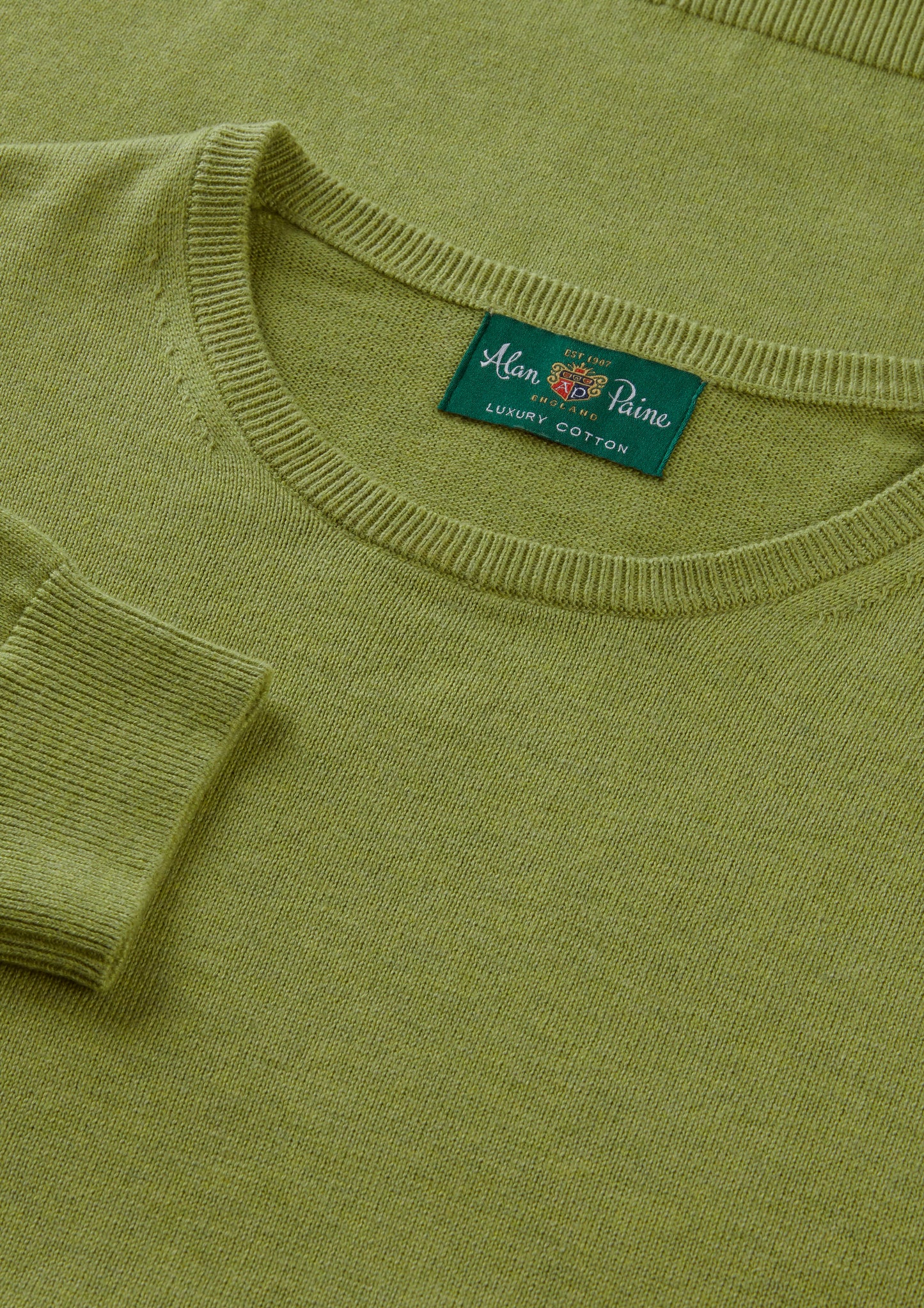 Men's Cotton Cashmere Crew Neck Jumper in Green