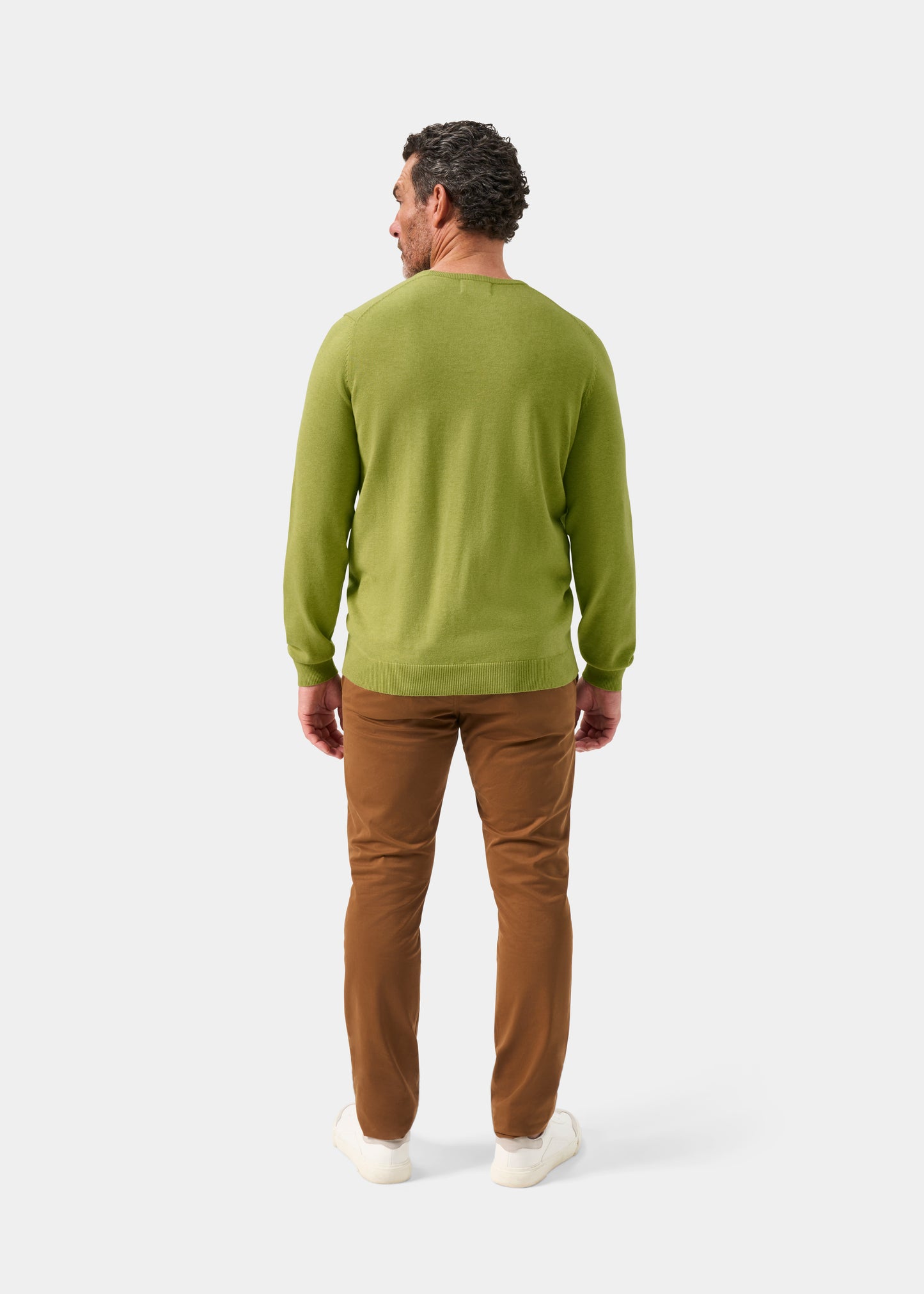 Men's Cotton Cashmere Crew Neck Jumper in Green