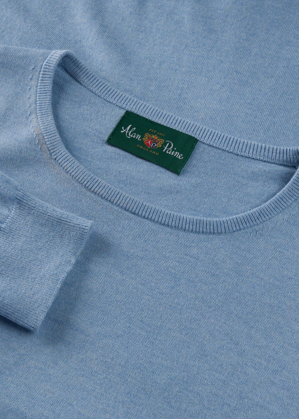 Men's Cotton Cashmere Crew Neck Jumper in Light Blue