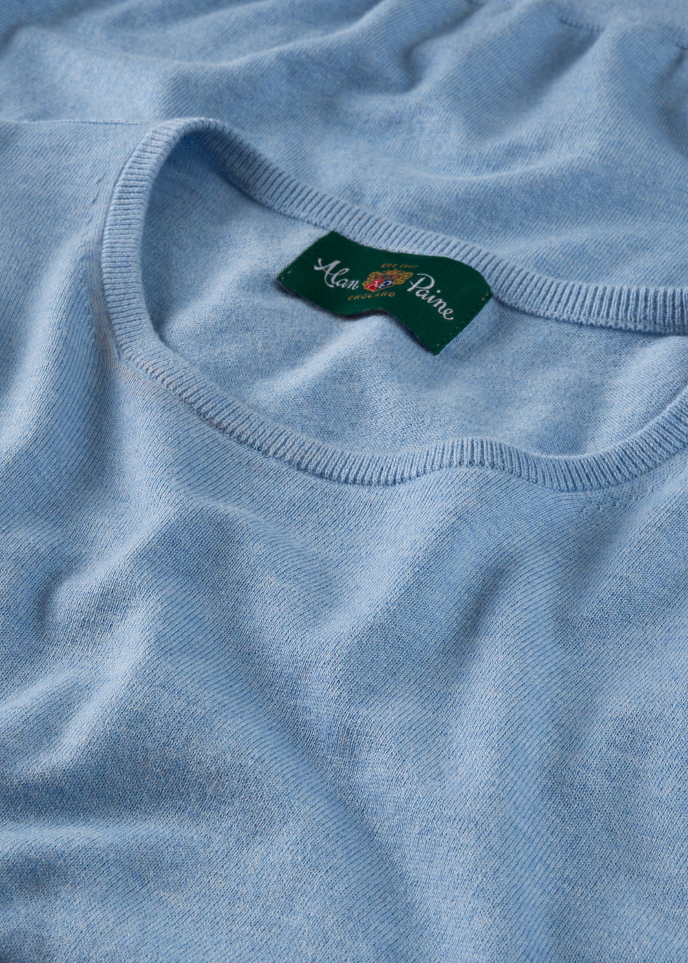 Men's Cotton Cashmere Crew Neck Jumper in Light Blue