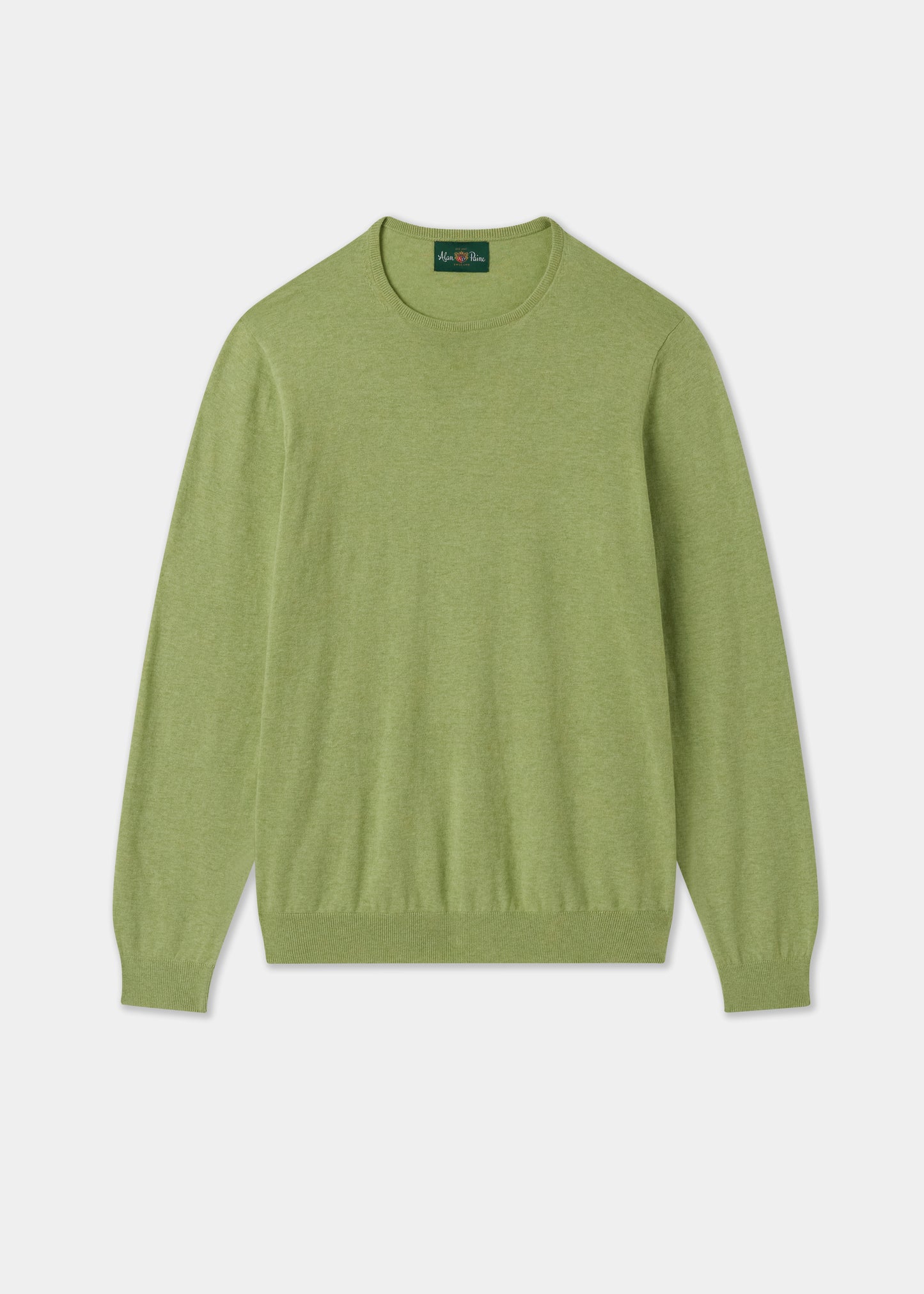 Men's Cotton Cashmere Crew Neck Jumper in Pale Green