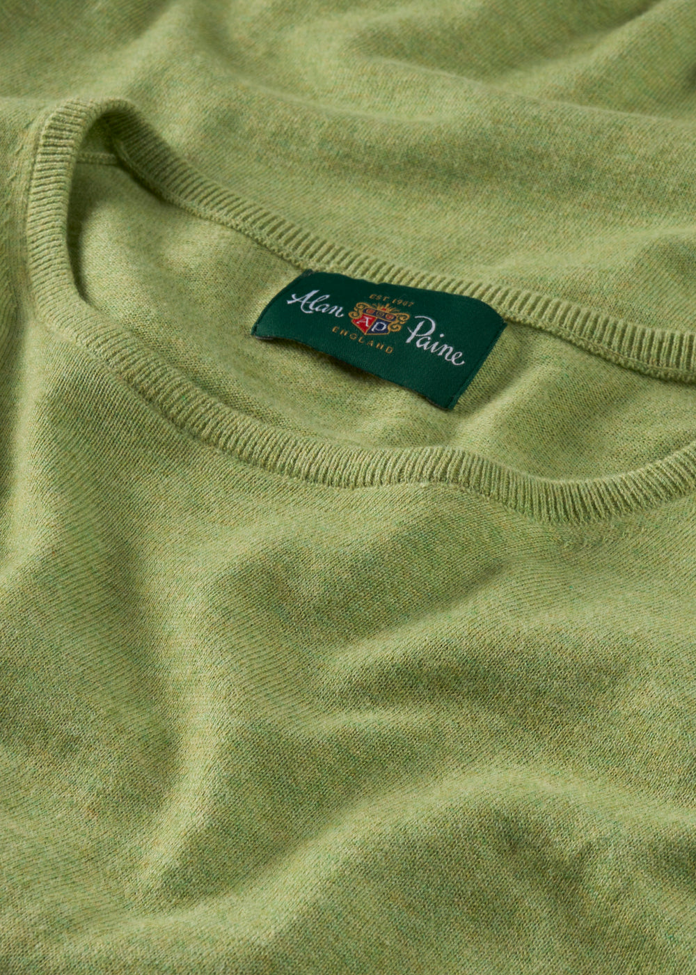 Men's Cotton Cashmere Crew Neck Jumper in Pale Green