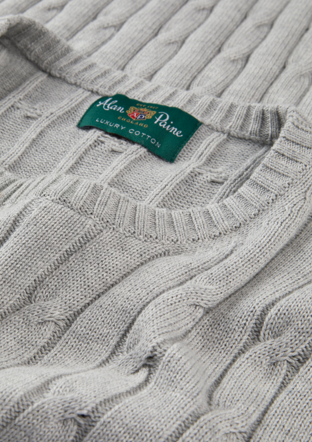 Men's Cotton Cashmere Crew Neck Jumper in Light Grey