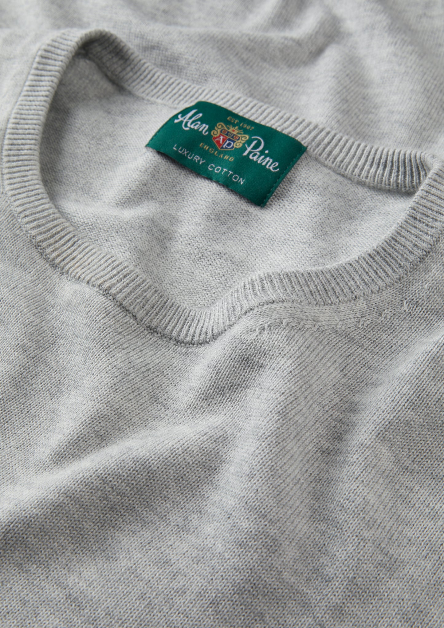 Men's Cotton Cashmere Crew Neck Jumper in Light Grey