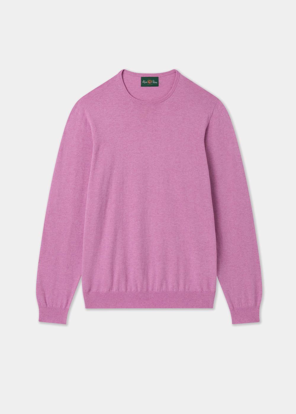 Men's Cotton Cashmere Crew Neck Jumper in Pale Purple