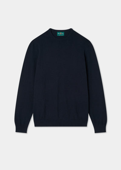 Men's Cotton Cashmere Crew Neck Jumper in Navy