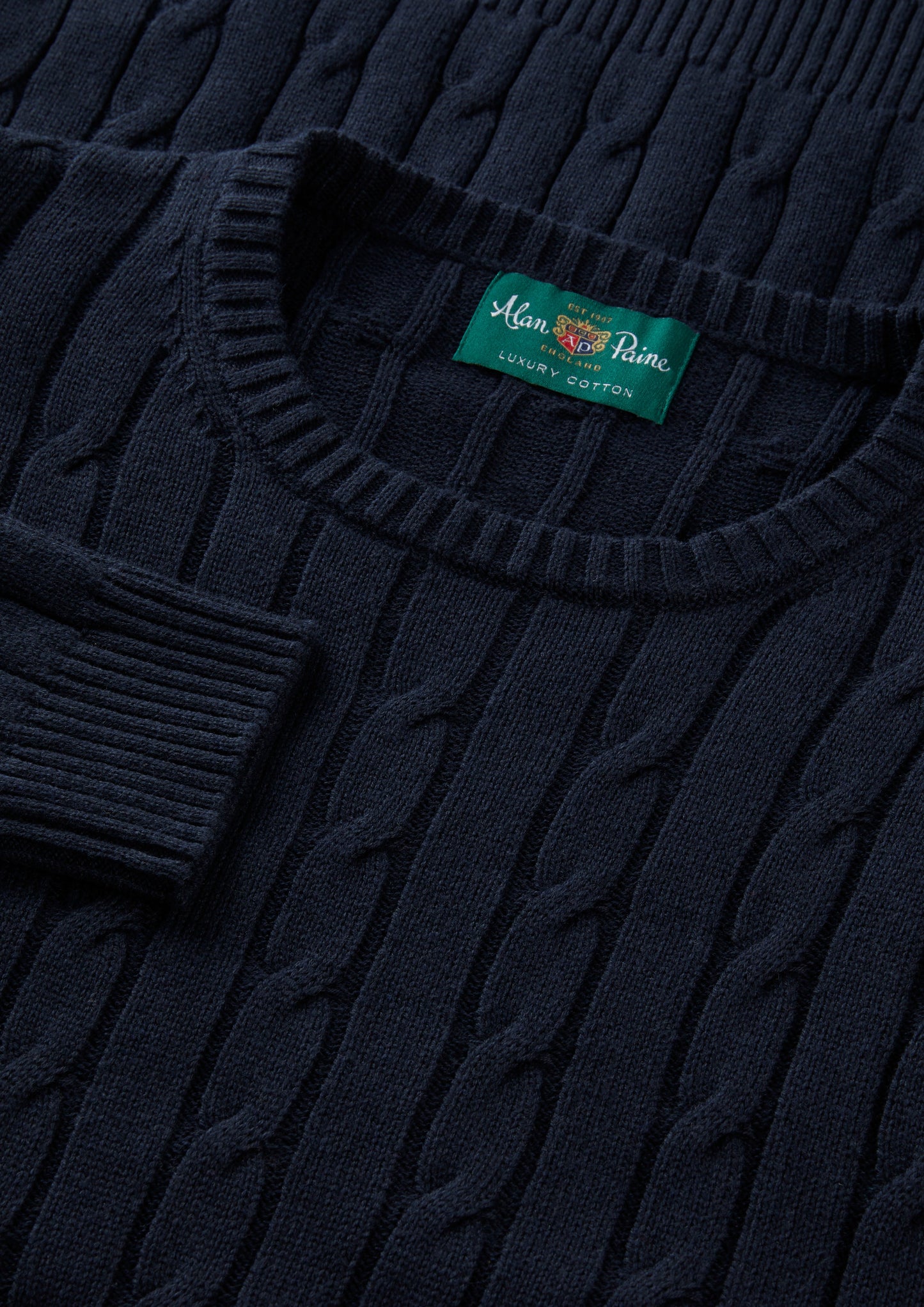 Men's Cotton Cashmere Crew Neck Jumper in Dark Navy
