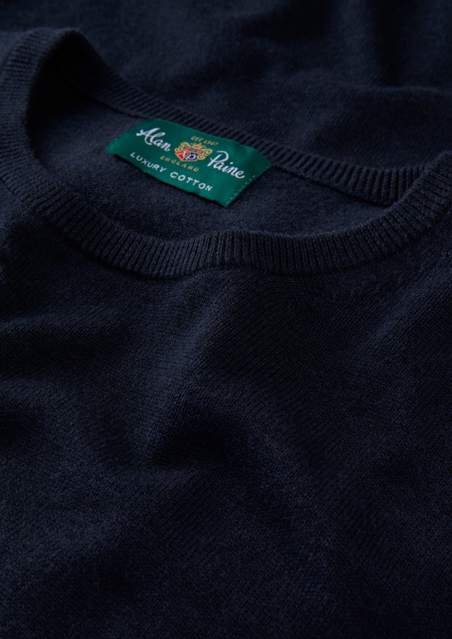 Men's Cotton Cashmere Crew Neck Jumper in Navy